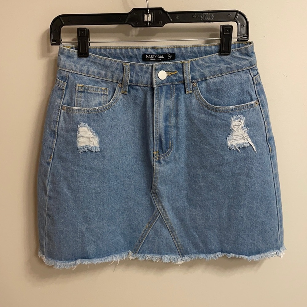 Nasty Gal Distressed Denim Skirt
